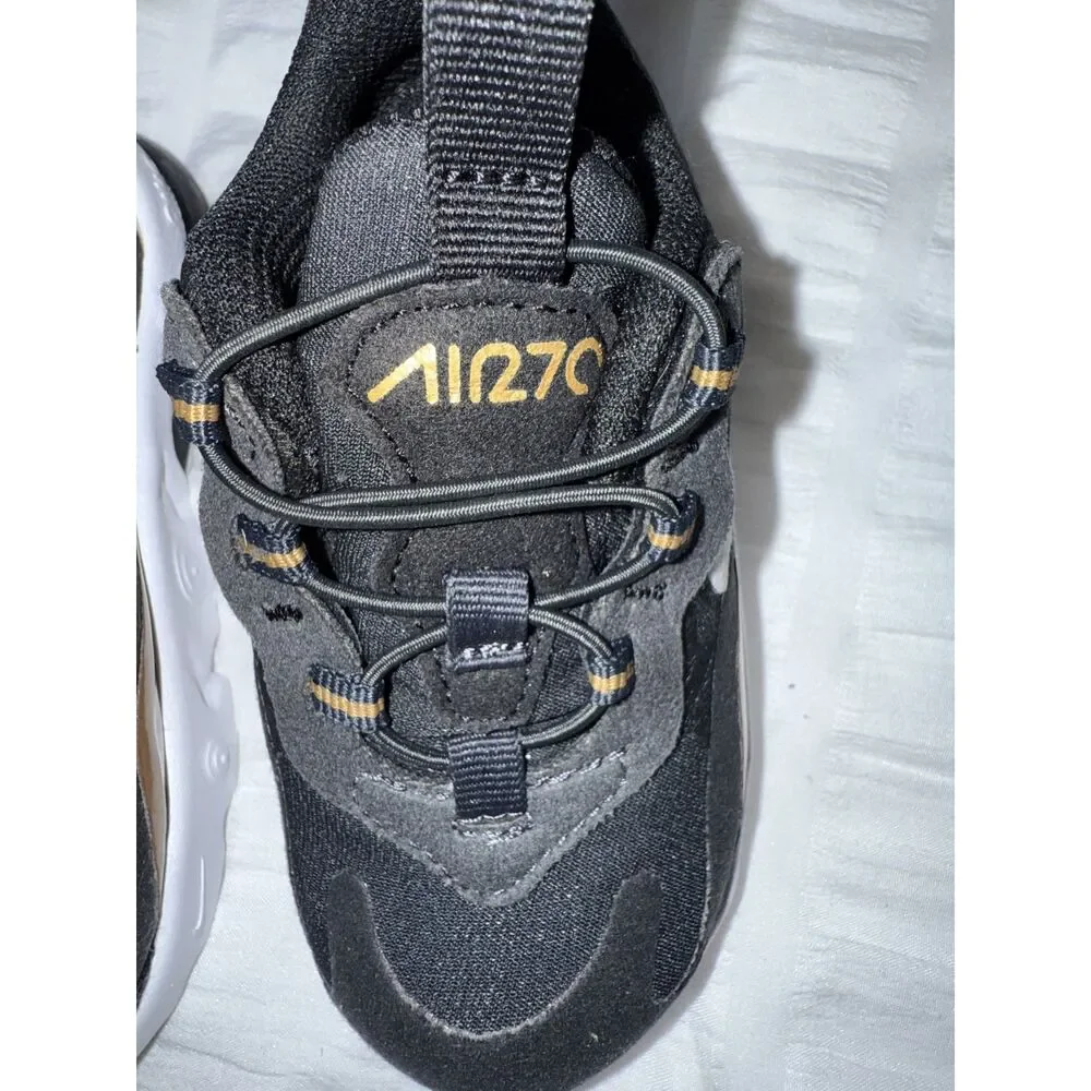 Toddler Nike Air Max 270 React Sneakers Size 6C Blk Gold White NEW !